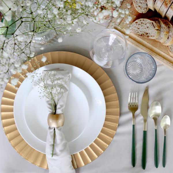 Nicola Spring 18pc Round Fluted Charger Plates Set - 33cm