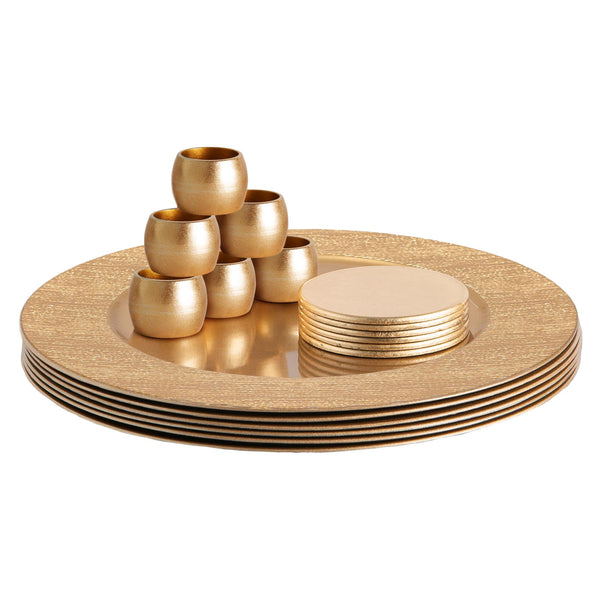 nicola spring 18pc Round Ribbed Charger Plates Set - 33cm