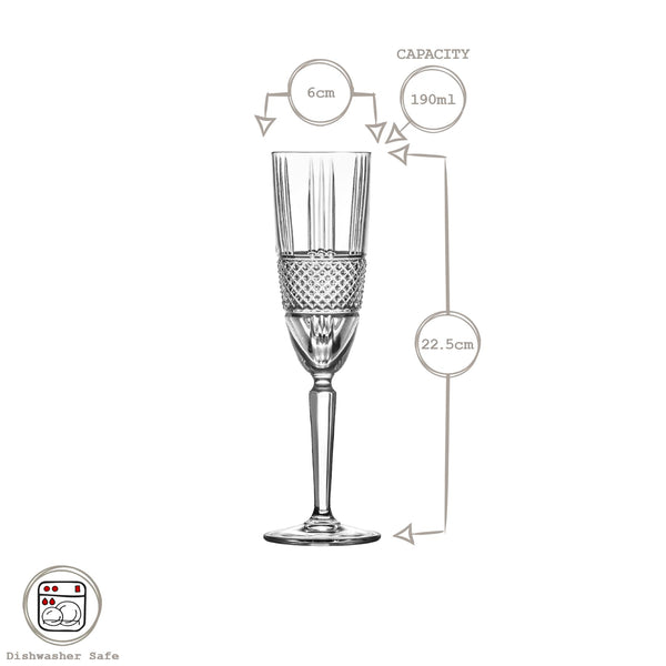 Nicola Spring 190ml Brillante Champagne Flutes - Pack Of Six