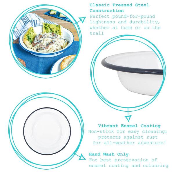 Nicola Spring 19cm White Enamel Deep Bowls - Pack Of Six