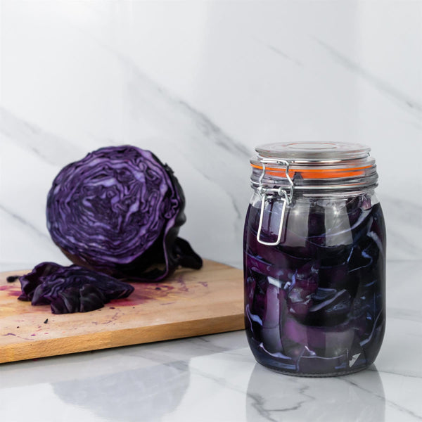 Nicola Spring 1L Air Tight Classic Glass Storage Jar + Four Free Coloured Seals