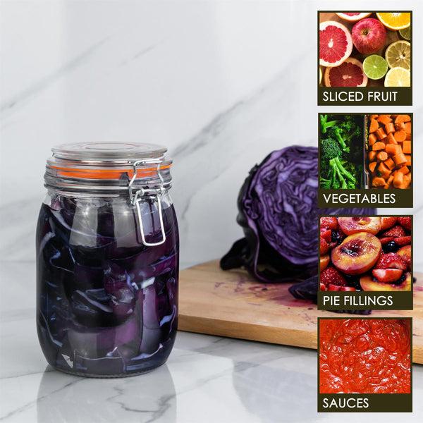 Nicola Spring 1L Air Tight Classic Glass Storage Jar + Four Free Coloured Seals