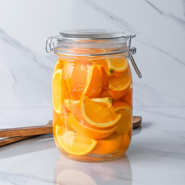 Nicola Spring 1L Air Tight Glass Storage Jar With Embossed Heart Detail