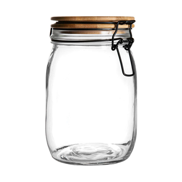 nicola spring 1L Air tight Glass Storage Jar with Wooden Clip Lid