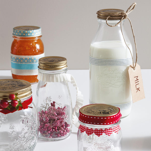 Nicola Spring 1L Quattro Stagioni Glass Bottles With Screw Top Lid - Pack Of 3