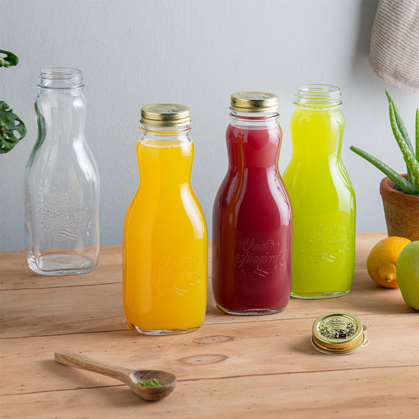 Nicola Spring 1L Quattro Stagioni Glass Juice Bottle With Screw Top Lid