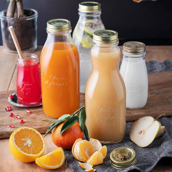 Nicola Spring 1L Quattro Stagioni Glass Juice Bottle With Screw Top Lid