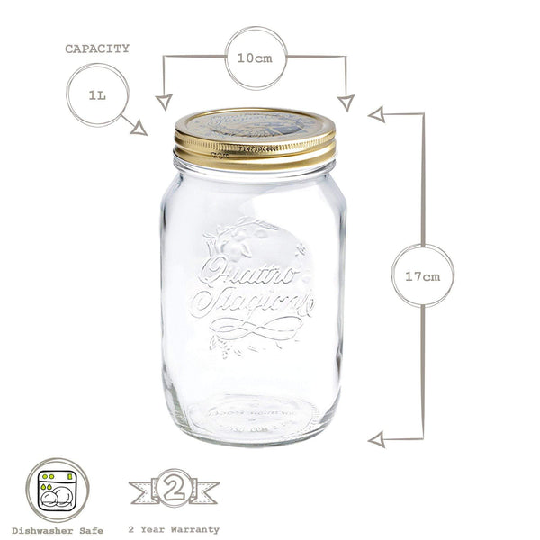 Nicola Spring 1L Quattro Stagioni Glass Storage Jar