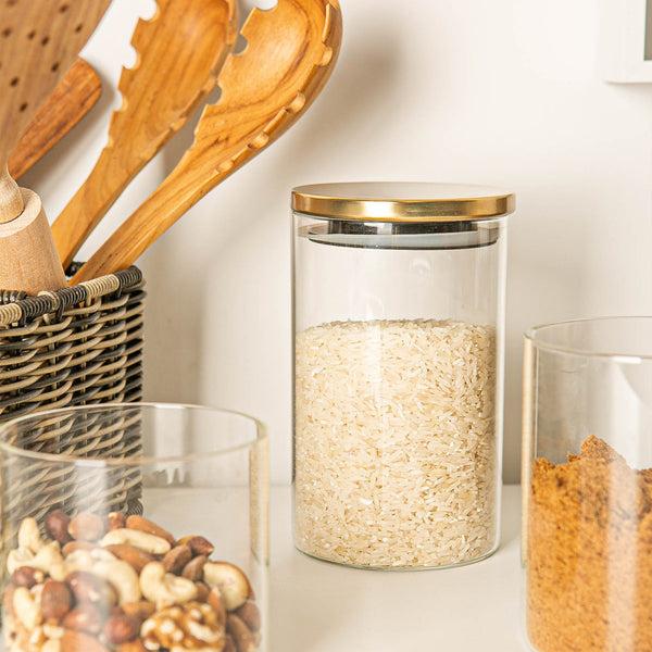 Nicola Spring 1L Scandi Storage Jar With Metallic Lid
