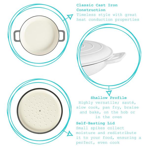 nicola Spring 2.3L Cast Iron Shallow Casserole Dish