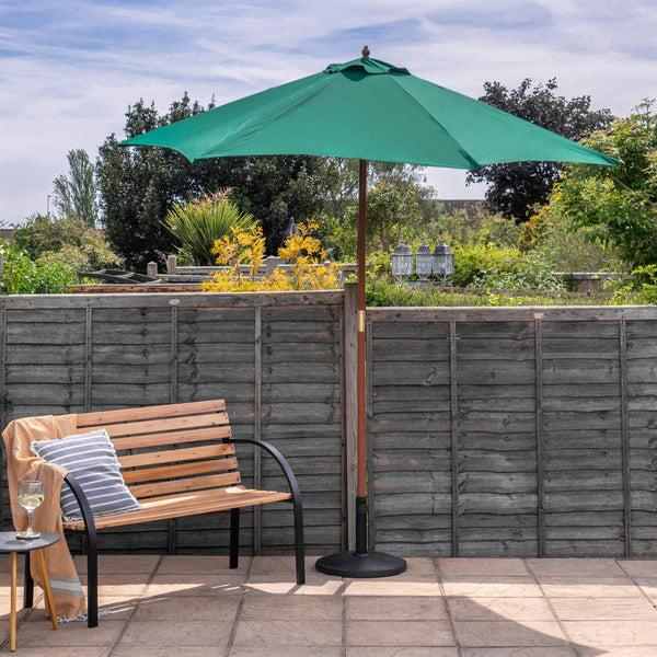 Nicola Spring 2.7m X 2.5m Wooden Garden Parasol With Black Concrete Base