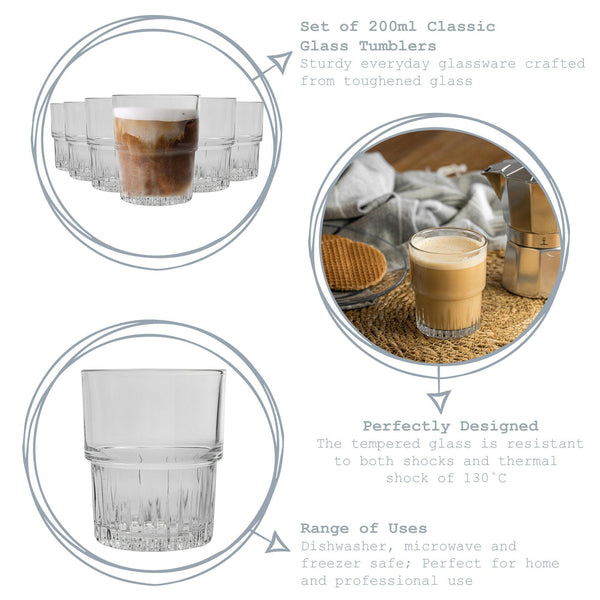 Nicola Spring 200ml Emplilable Stacking Tumblers - Pack Of Six