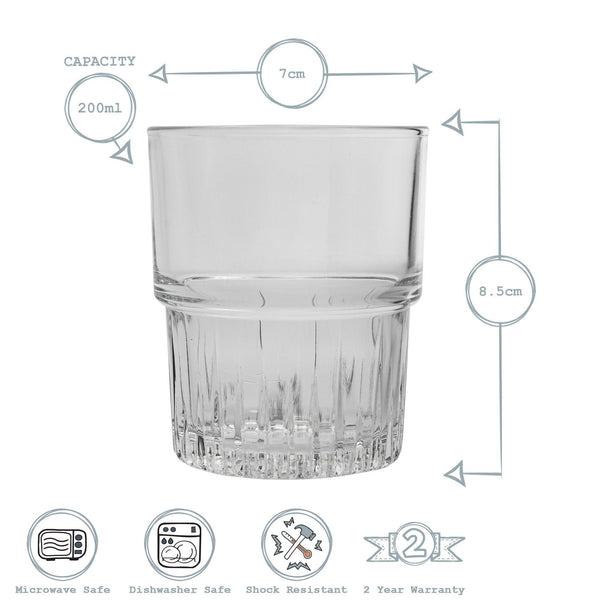 Nicola Spring 200ml Emplilable Stacking Tumblers - Pack Of Six