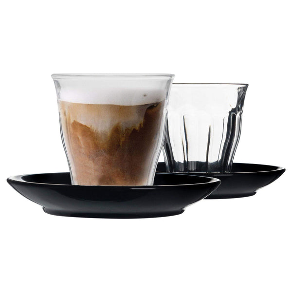nicola spring 200ml Picardie Glass Coffee Cups & Saucers Set - Pack of Six