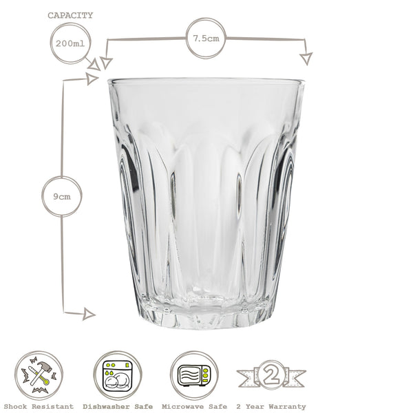 Nicola Spring 200ml Provence Tumbler Glasses - Pack Of Six