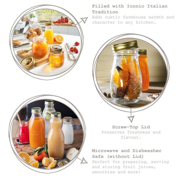 Nicola Spring 200ml Quattro Stagioni Glass Bottles With Screw Top Lid - Pack Of 3