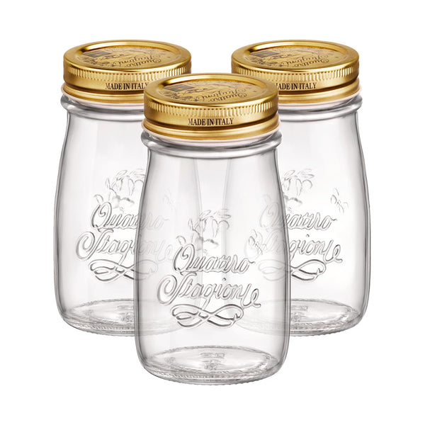 nicola spring 200ml Quattro Stagioni Glass Bottles with Screw Top Lid - Pack of 3