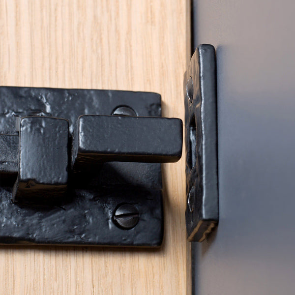 Nicola Spring 200mm Black Cranked Antique Fish Tail Bolt