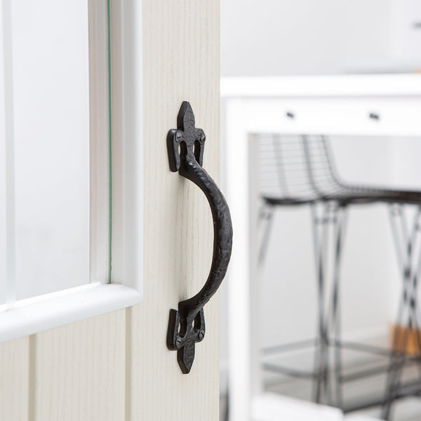 Nicola Spring 200mm Black Rustic Fleur De Lis Door Handle