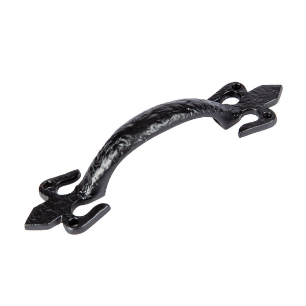 nicola spring 200mm Black Rustic Fleur De Lis Door Handle