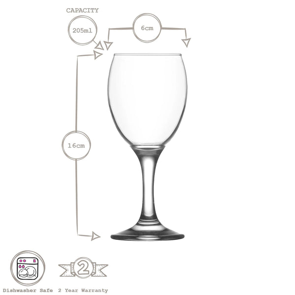 Nicola Spring 205ml Empire White Wine Glasses - Pack Of Six