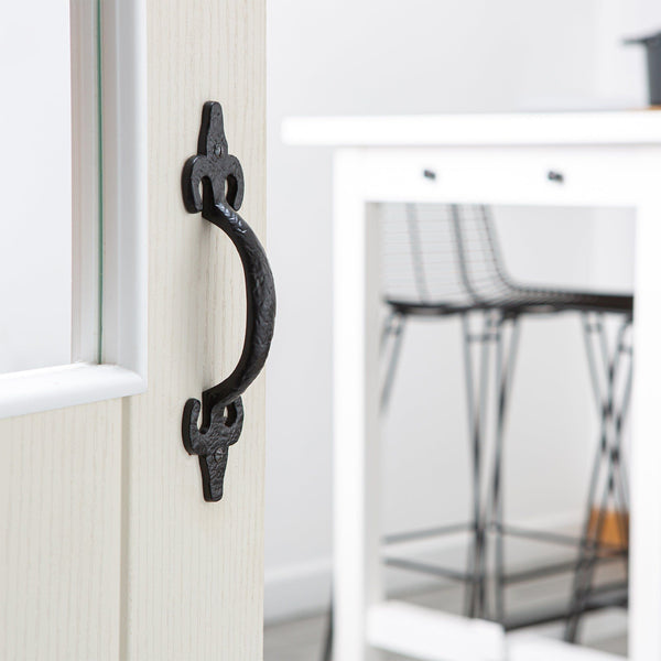 Nicola Spring 205mm Black Antique Fleur De Lis Door Handle