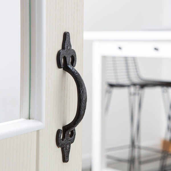 Nicola Spring 205mm Black Antique Fleur De Lis Door Handle