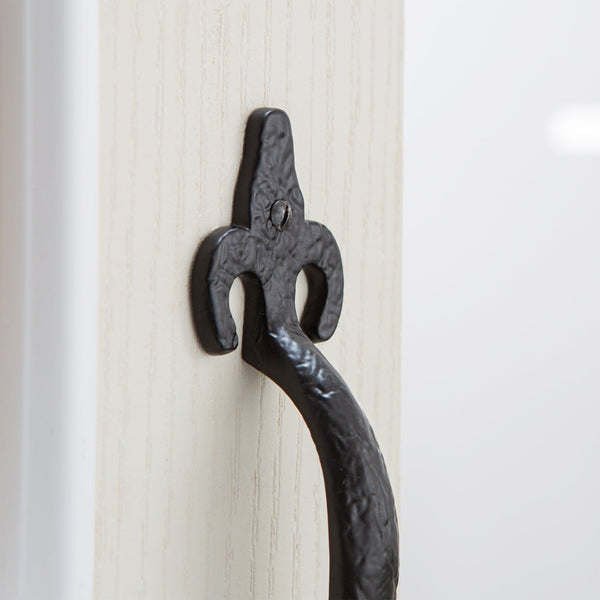 Nicola Spring 205mm Black Antique Fleur De Lis Door Handle