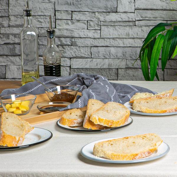 Nicola Spring 20cm Black/Grey White Enamel Side Plates - Pack Of Four