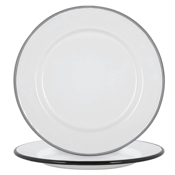 nicola spring 20cm Black/Grey White Enamel Side Plates - Pack of Four