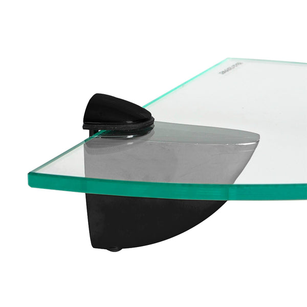 Nicola Spring 20cm Floating Glass Corner Shelf With Black Fixings