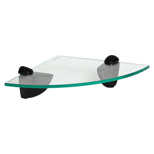 nicola spring 20cm Floating Glass Corner Shelf with Black Fixings
