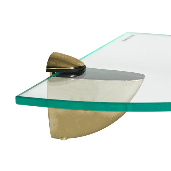 Nicola Spring 20cm Floating Glass Corner Shelf With Gold Fixings