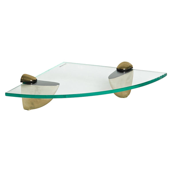 nicola spring 20cm Floating Glass Corner Shelf with Gold Fixings