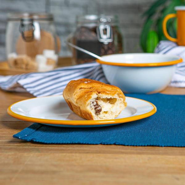 Nicola Spring 20cm White Enamel Side Plates - Pack Of Six