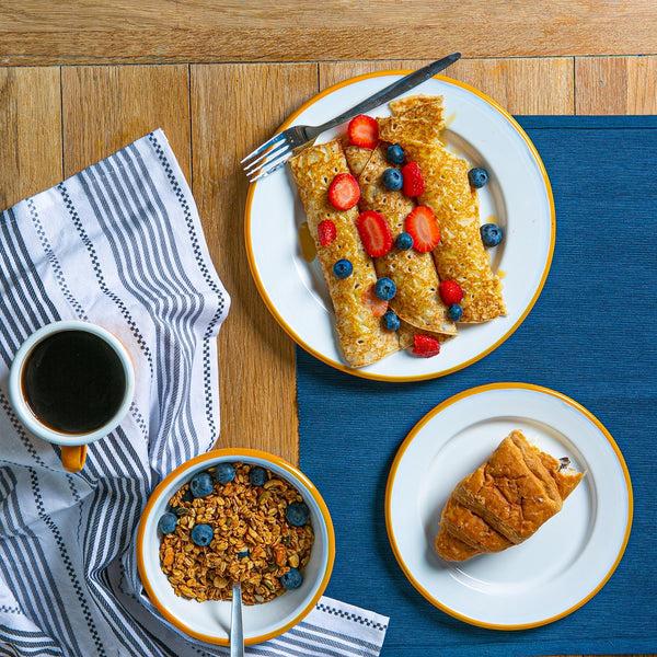 Nicola Spring 20cm White Enamel Side Plates - Pack Of Six