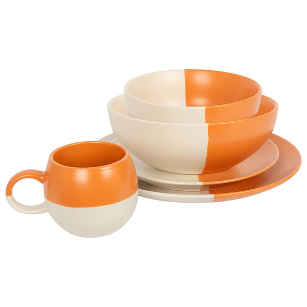 nicola spring 20pc Colour Block Deluxe Stoneware Dinner Set