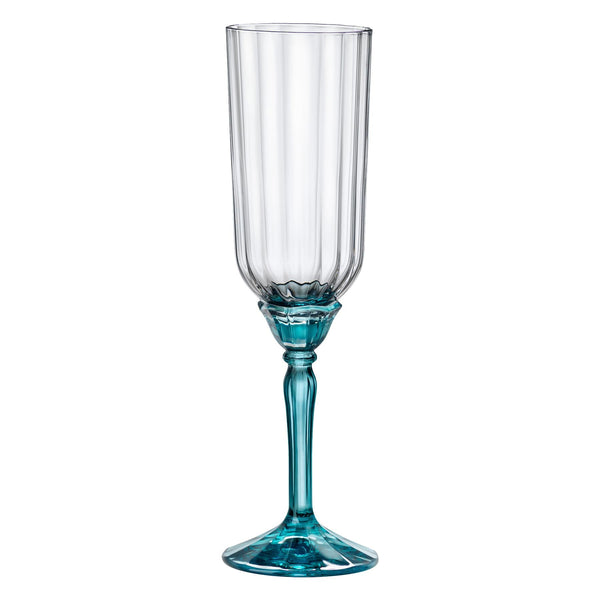 Nicola Spring 210ml Blue Florian Champagne Flutes - Pack Of Six