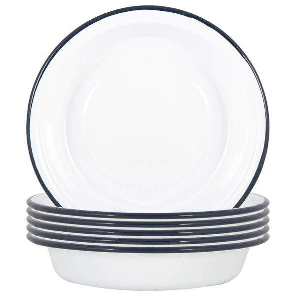 Nicola Spring 22.5cm White Enamel Deep Bowls - Pack Of Six