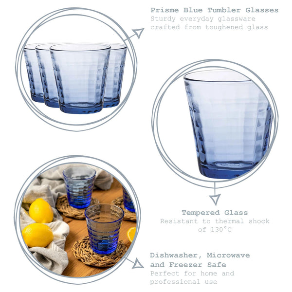 Nicola Spring 220ml Blue Prisme Water Glasses - Pack Of Four