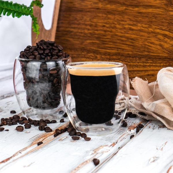 Nicola Spring 220ml Double Walled Glass Mugs - Clear - Pack Of 4