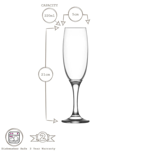Nicola Spring 220ml Empire Champagne Flutes - Pack Of Six