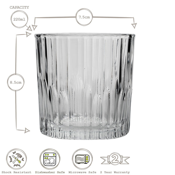 Nicola Spring 220ml Manhattan Whisky Glasses - Pack Of Six
