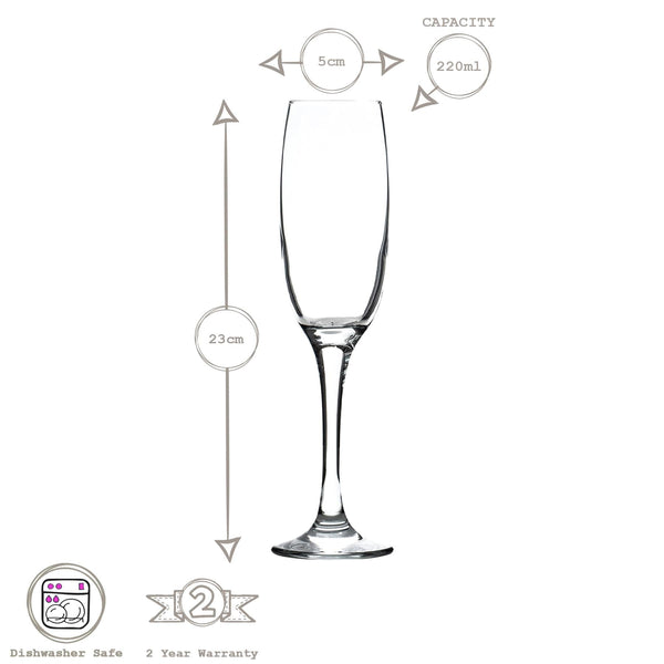 Nicola Spring 220ml Venue Champagne Flutes - Pack Of Six