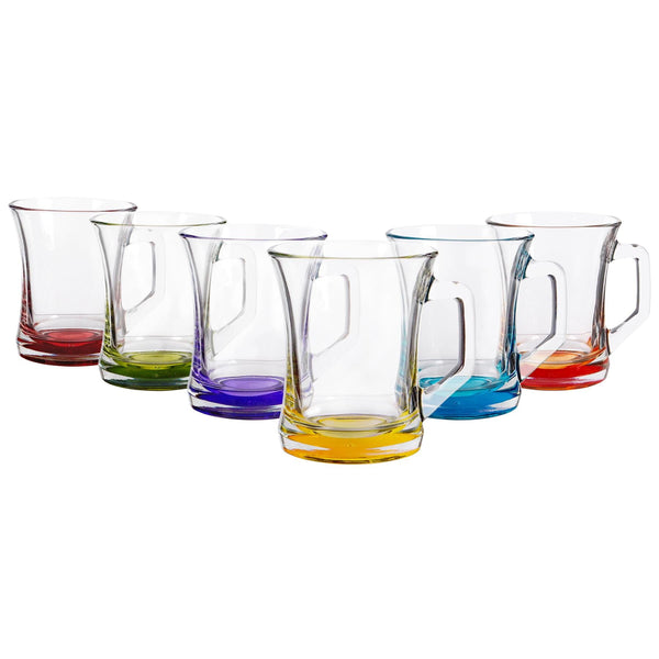 nicola spring 225ml Zen+ Coloured Base Glass Coffee Mugs - Pack of Six