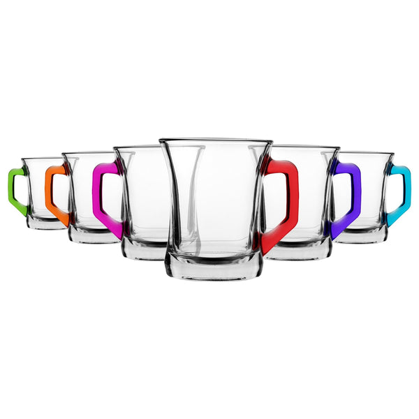 nicola spring 225ml Zen+ Multicolour Glass Coffee Mugs - Pack of Six
