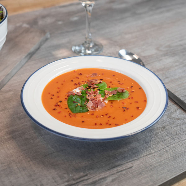 Nicola Spring 22cm Farmhouse White Porcelain Soup Bowls - Pack Of Six