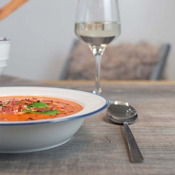 Nicola Spring 22cm Farmhouse White Porcelain Soup Bowls - Pack Of Six