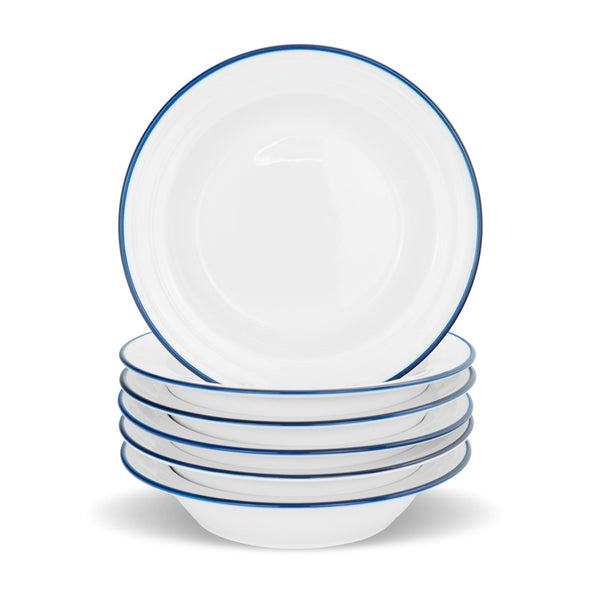 nicola spring 22cm Farmhouse White Porcelain Soup Bowls - Pack of Six