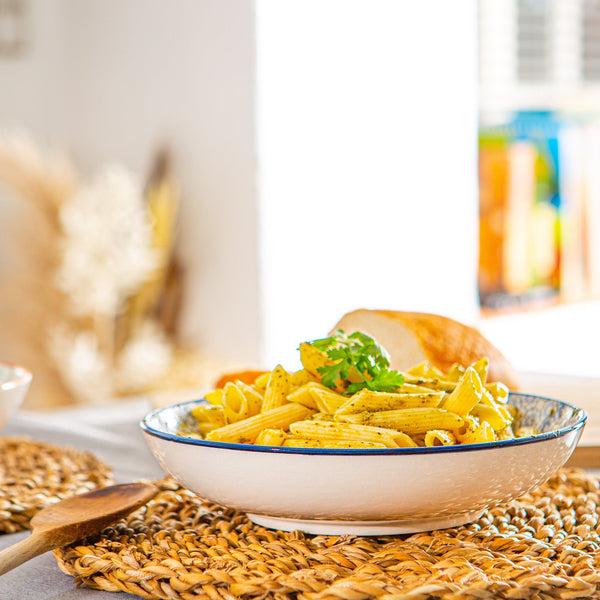 Nicola Spring 22cm Hand Printed Stoneware Pasta Bowl